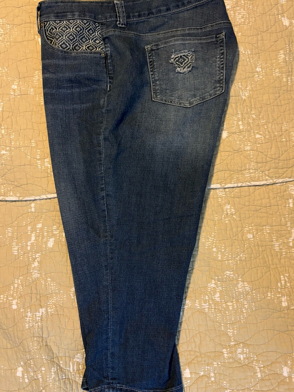 Melissa McCarthy Seven7 Indigo Cropped Jeans with Patterned Coin Pocket - Picture 2 of 3